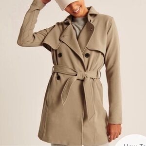 Abercrombie Drape fabric trench coat in tan. NEVER WORN!